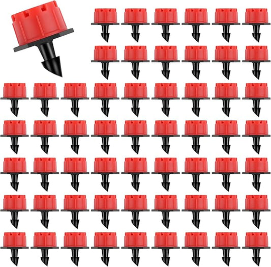 Kalolary 100PCS Adjustable Drip Irrigation Emitters, 1/4 Inch Irrigation Drippers Micro Drip Irrigation Sprinklers for 4/7mm Water Tube 360 Degree Anti-Clogging Emitter Drippers for Watering System