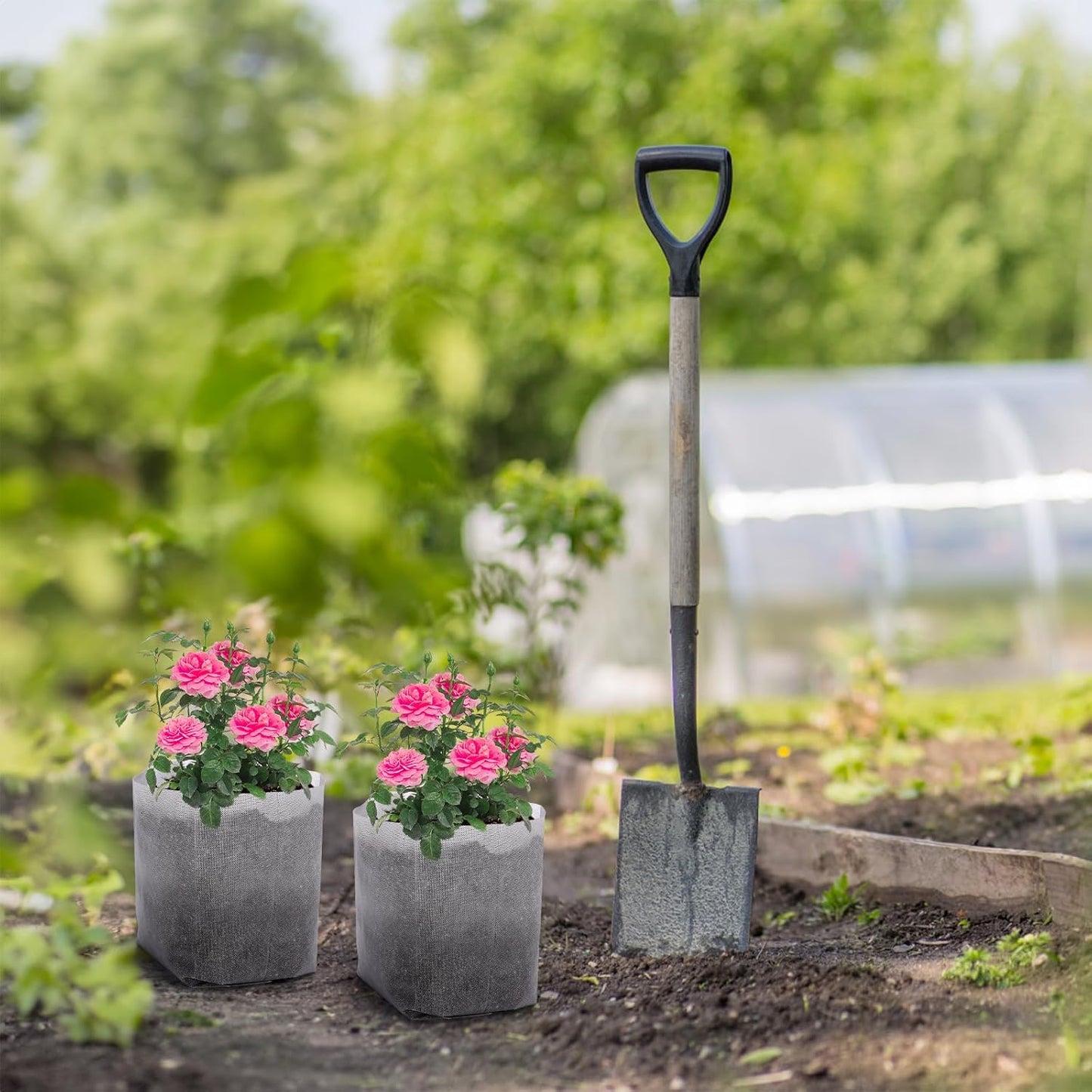 GREANER Plant Nursery Bags, 40 PCS 15.7""x14.2"" Garden Bags to Grow Vegetables, Non-Woven Biodegradable Plant Pots for Gardening Seed Plant Bag, Potato, Flower, Tomato Plant Starts, White