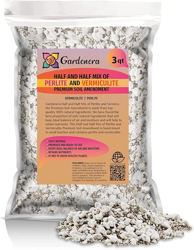 Achieve Ultimate Moisture Balance with Gardenera Perlite Vermiculite Blend - Perfect for Propagation and Moisture Control - 3 Quart
