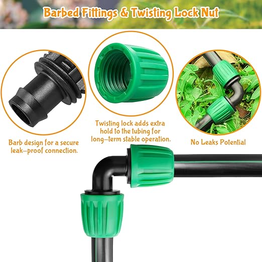 Drip Irrigation 1/2" Elbow Fittings：1/2 Inch Drip Line Lock Barbed 90 Degree Elbow Connectors for 1/2 Drip Irrigation Tubing (1/2" ID x 0.640" OD) Anti-Drop Drip Irrigation Parts (12 Pieces)