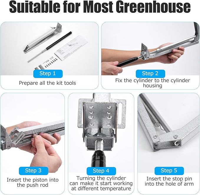 CHANGE MOORE Auto Vent Opener Automatic Greenhouse Window Opener Roof Vent Opener Auto Vent Kit Sensitive Gardening Tools Automatic Greenhouses Supplies (1Pack Single Spring Up to 33lbs)