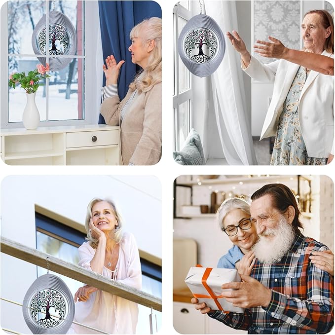 Tree of Life Wind Spinners for Yard and Garden, Metal Ornaments for Garden Décor, Outdoor Wind Spinner, Tree of Life Gifts, Outdoor Garden Decoration, 15 inch Tree of Life Wall Décor by ISEO