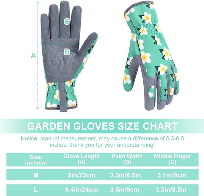 Womens Gardening Weeding Working Gloves, Leather Garden Glove for Women Thorn Proof No Stab for Digging, Planting,Pruning