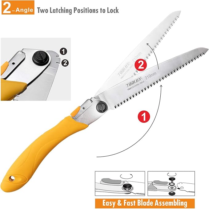 Hand Folding Pruning Saw 8 Inch Wood Tree Saw Japanese Pull Saw Razor Teeth Saw for Bone Wood Camping Backpacking Trimming Bushcraft Hunting, SK-5 Steel Blade with Non-Slip Rugged Handle.