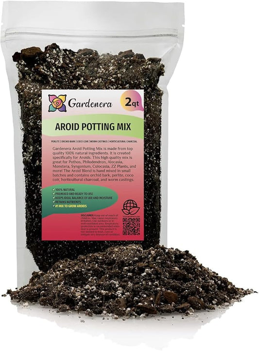 Premium Aroid Potting Mix - 2 Quart - Soil Free Blend for Aroids - Growing Medium for House Plant