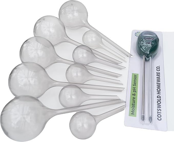 10 Pcs Clear Plant Watering Globes, Plastic Self Watering Planter Insert, Plant Watering Devices, Self Watering Planter Insert Free Soil Moisture and PH Meter Cotswold Homeware