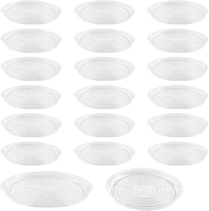 20 Pack 12 Inches Clear Plastic Plant Saucer Drip Trays Large Plant Plate Dish for Indoor Flower Pots and Planters, Bulk
