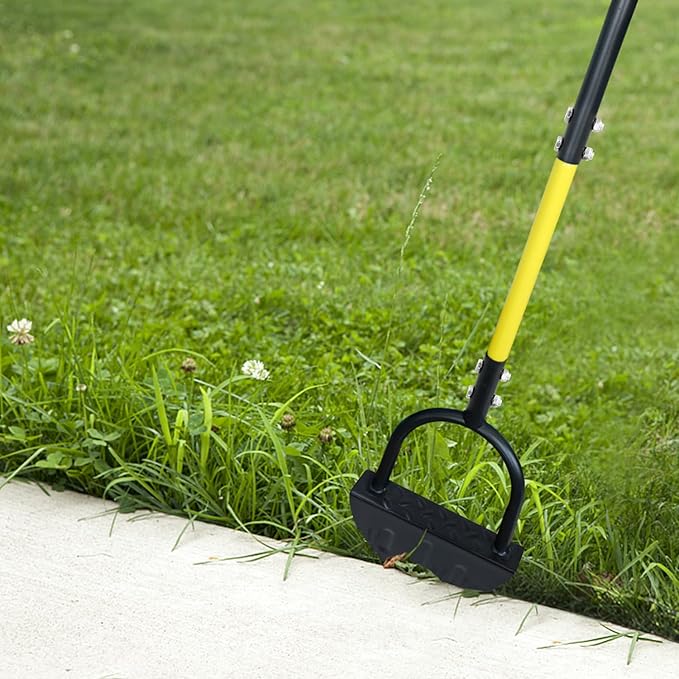 Manual Edger, Half Moon Edger, Saw-Tooth Garden Edger Hand with Steel Long Handle, Lawn Edger for Garden Sidewalk Flower Beds