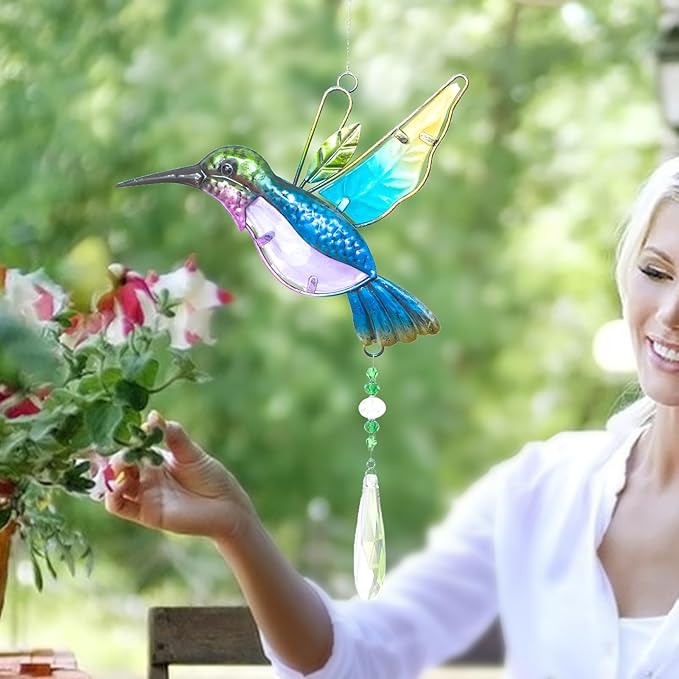 WEISIPU Crystal Suncatchers for Windows - Hummingbird Crystal Ball Prisms Hanging Crystals Ornament for Home Garden Office Wedding Christmas Decoration-Hummingbird