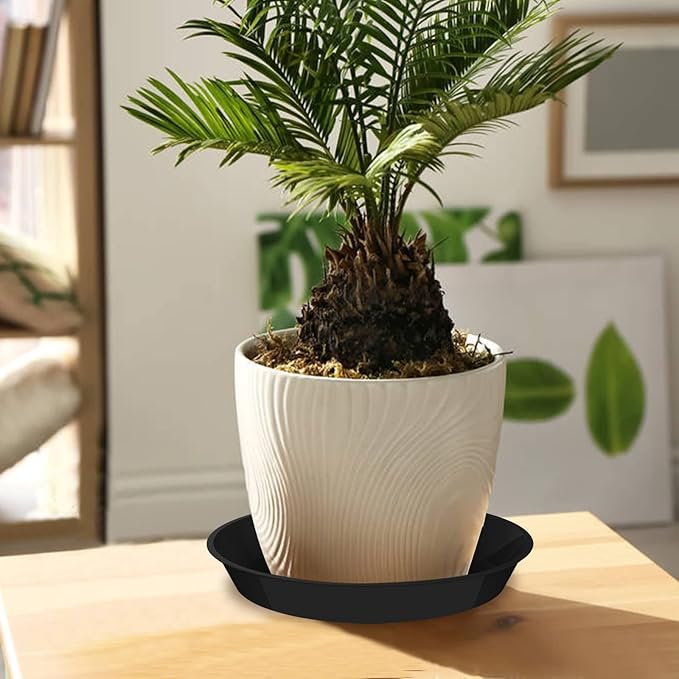 6 Pack Plant Saucer 12 14 16 18 20 22 Inch Plastic Plant Tray, Sturdy and Durable Flower Pot Container Accessories Plant Pot Saucers for Indoor and Outdoor (16 Inch, Black)