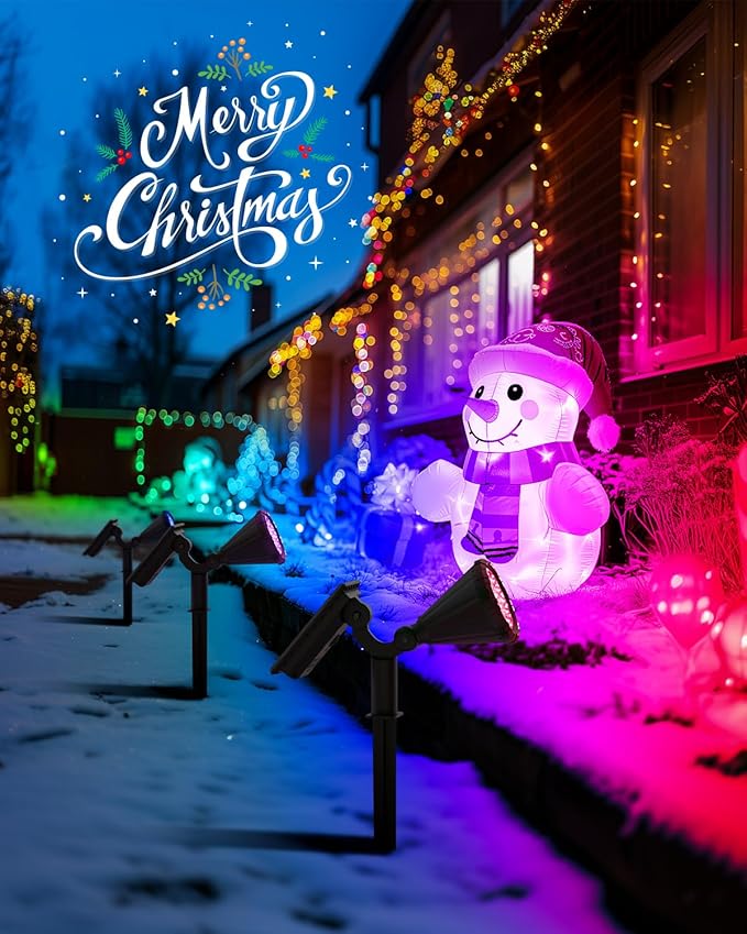 Color Changing Solar Spot Lights Outdoor Halloween Decorations Lights, IP67 Waterproof Landscape Solar Spotlights for Tree, House, Yard, Garden, Christmas Decor-6 Pack