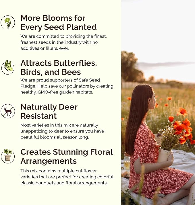 Eden Brothers Pacific Northwest Wildflower Mixed Seeds for Planting, 10 lb, 4,800,000+ Seeds with Cornflower, CA Bluebell | Attracts Pollinators, Plant in Spring or Fall, Zones 3, 4, 5, 6, 7, 8, 9, 10
