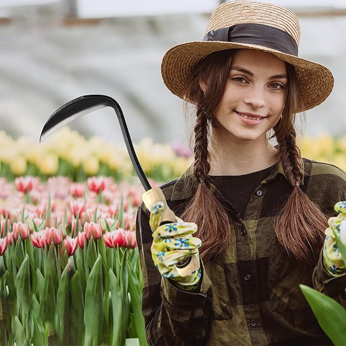 Japanese Weeding Sickle Hoe, Sickle Garden Tool Hand Grass Sickle, Weeding Tool for Gardening with High Carbon Sharp Steel Blade Edge for Cutting Grass,Digging Quick Work (Japanese Weeding Sickle)