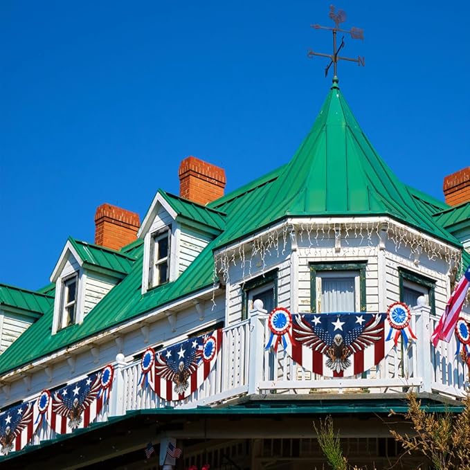 FLAGWIX American Flag Patriotic Eagle American Non-Pleated Fan Flag TPT1636F, 3x6 ft, 4 Pack Suitable for Outdoor and Indoor