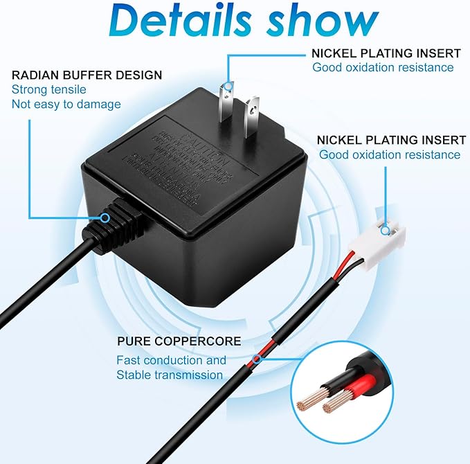 25.5V AC 650mA Sprinkler Timer Power Adapter，Replacement Transformer Compatible Rain Bird UT1 SST Series, Indoor Irrigation Timers，24V Sprinkler System Power Supply Transformer