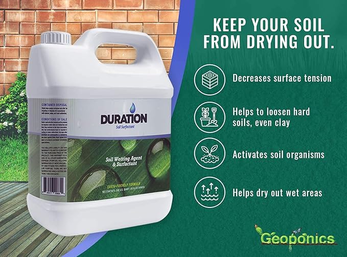 Duration Soil Surfactant Wetting Agent – Liquid Lawn Aeration Loosens Compacted Turf to Enhance Water Absorption and Air Circulation to Plant Roots – Earth Friendly Soil Activator (32 oz)