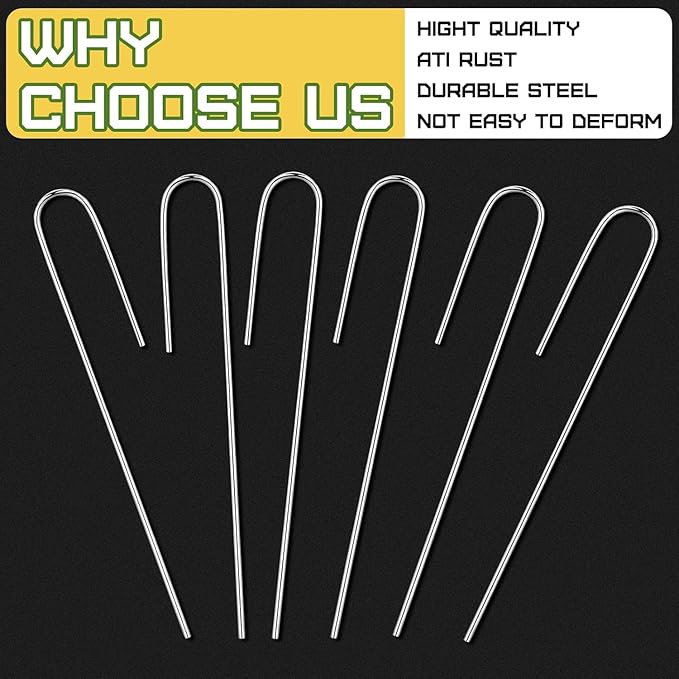 60 Pcs Irrigation Drip Tubing Staples 5 Inch J Shape Irrigation Tube Stakes Galvanized Landscape Pins for 1/4 Inch Irrigation Hose Lawn Nails 1/4 Inch to 1/2 Inch Loop Stake for Drip Tubing (J, 60)