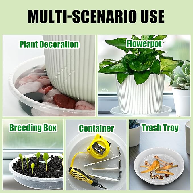 5 Pack Plant Saucer for Indoor Plants, 8 Inch Clear Plant Trays for Pots, Durable Plastic Flower Plant Pot Saucer, Heavy Duty Sturdy Plant Saucer Drip Trays for Pots