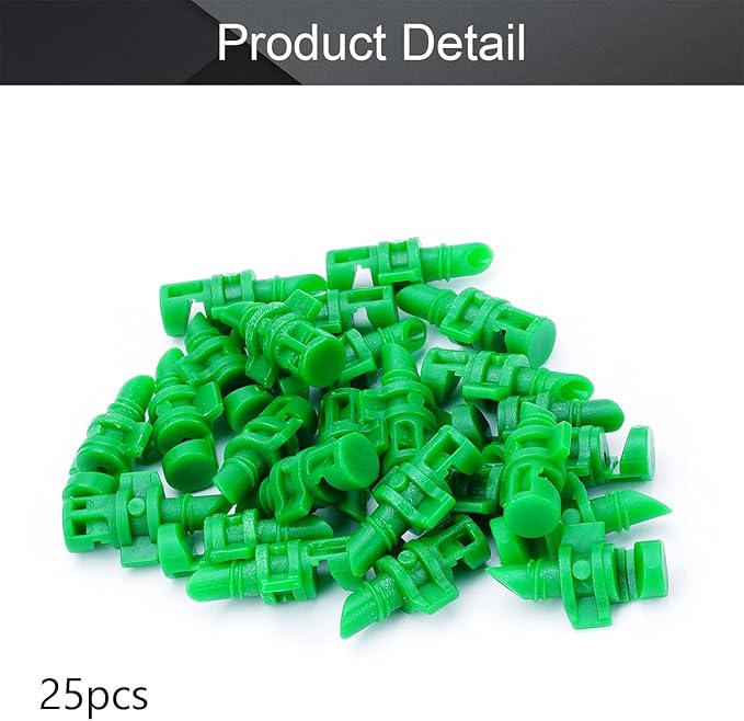 MroMax 25Pcs 180 Degree Micro Sprayer Automizing Sprinkler Nozzle Hydroponic Aeroponic Misters Fan Jet for Miniature Garden Lawn Plant Irrigation System Green