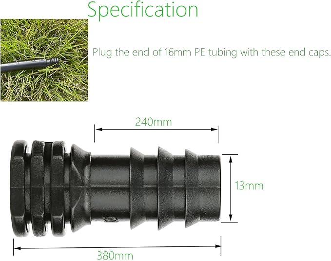 1/2 inch Drip Irrigation Fittings, Barbed End Plug Connector Fit 1/2" Irrigation Tubing (0.52" ID x 0.65" OD), End Cap Plastic Plug Nuts - Pack of 10