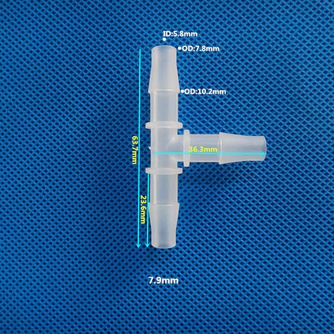 Unifizz T - Piece Hose Equal Paths Tube Accessories,7.9mm Equal Paths Plastic Hose Tube Connector For Cooling Watering Irrigation, Transparent, 10Pcs