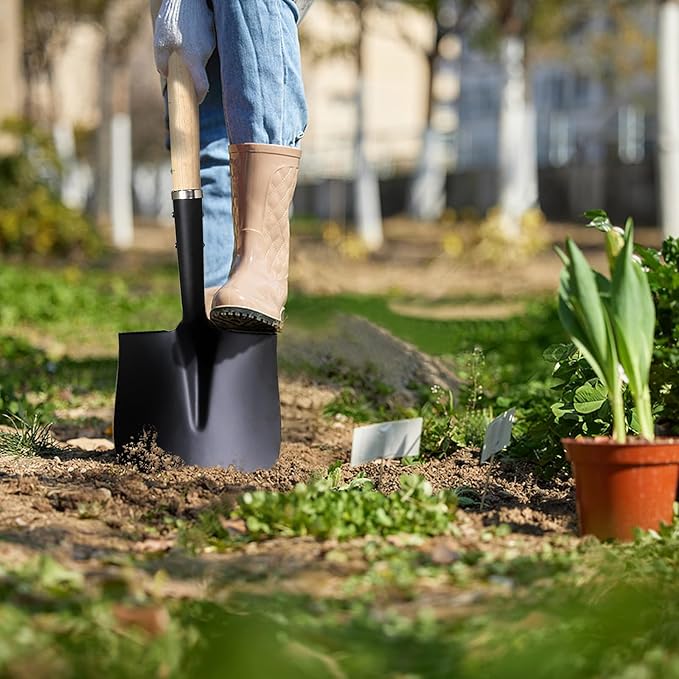 Shovels for Digging, Digging Shovel,Round Shovel,Garden Spade Shovel with D-Handle,Wood+Metal（41 inch 1Pack）