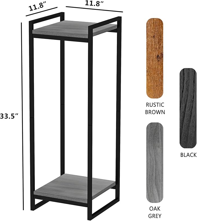 34" Tall Plant Stand Indoor, 2-Tier Modern Plant Shelf Corner Flower Pot Holder Organizer for Living Room Balcony Garden, Oak Grey