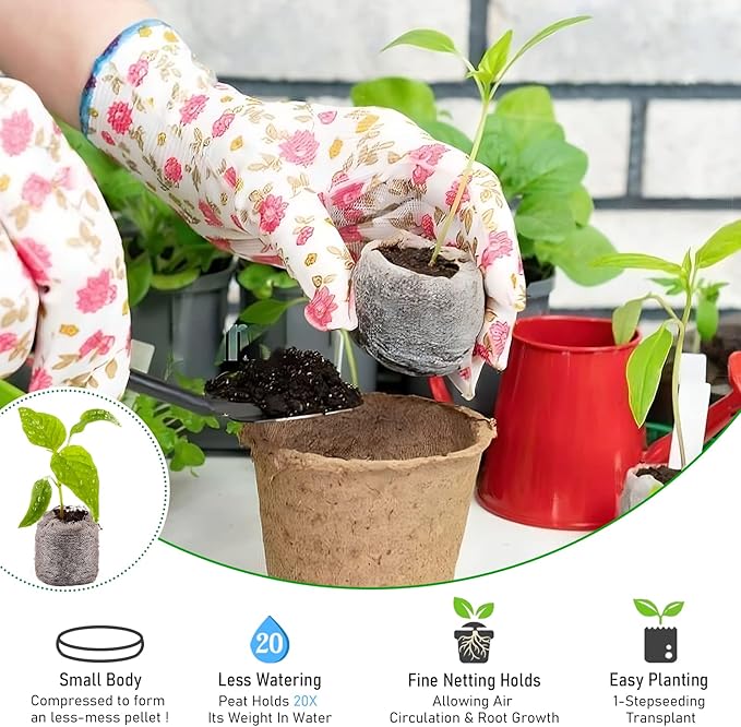 Legigo 200 Pcs 36mm Seed Starter Peat Pellets Pods for Seedlings- Compressed Seed Starting Pellets Seed Starter Pods Plugs Soil Peat Pods for Starting Seeds, Garden Planting Herb Flower Vegetables