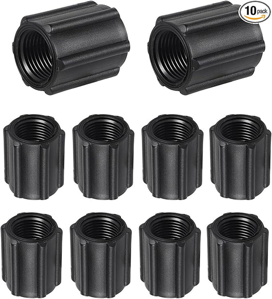 10 Pcs 1/2 Inch Double Female Thread Coupling Sprinkler Pipe Fitting Female Threaded Fitting NPT Coupling for Garden Lawn Irrigation System (1/2 Inch Double Female Thread)