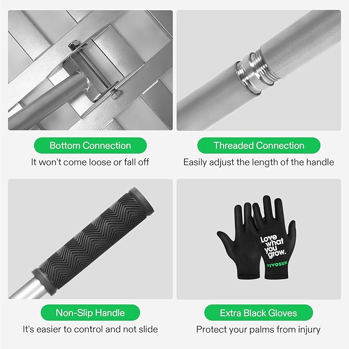 VIVOSUN 30" Lawn Leveling Rake, 30" x 10" x 78" Heavy-Duty Stainless Steel Lawn Leveler with 7FT Adjuatble Long Handle for High Effect, Metal Levelawn for Smooth Soil, Rustproof Rakes for Garden Yard