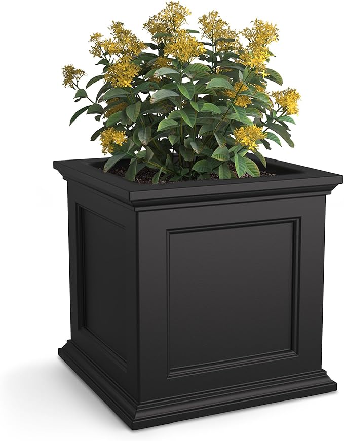 Mayne Fairfield 20-Inch Square Planter – Self-Watering, Weather-Resistant Planter for Flowers – Durable Outdoor Design for Patio, Porch, or Entryway