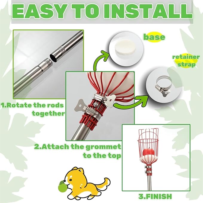 Adjustable Fruit Picker with Telescoping Handle and Basket, 5.5ft - Ideal for Apple, Orange, Avocado, Lemon, Pear, and Mango Harvesting