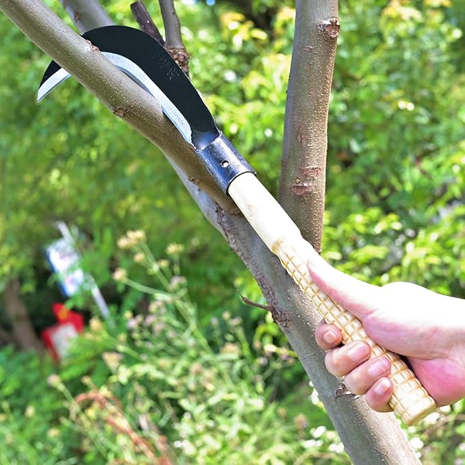 Billhook Sickle Machete Knife,Clearing Sickle,Manganese Steel Blade Hand held Sickle Tool - Multipurpose Gardening Weeding Grass Sickle and Farming Portable Safety Sickle