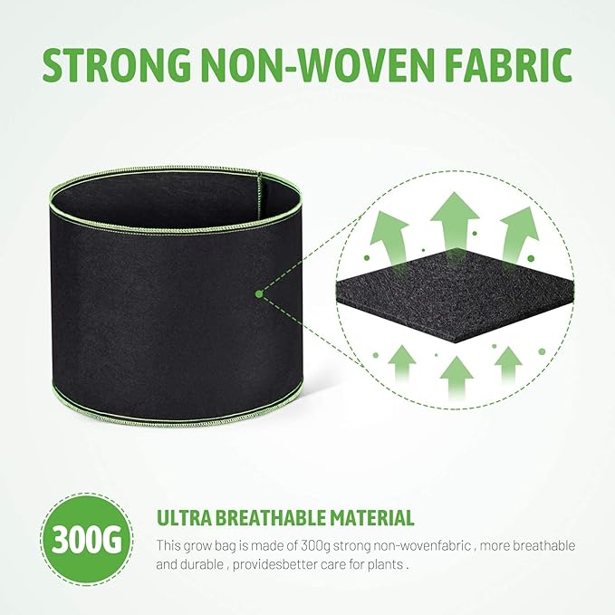 Delxo 20-Pack 1 Gallon Grow Bags,Garden Planting Bag with Handles,300G Thickened Breathable Nonwoven Cloth Fabric Pots for Fruits,Vegetable,Tomato(Black)