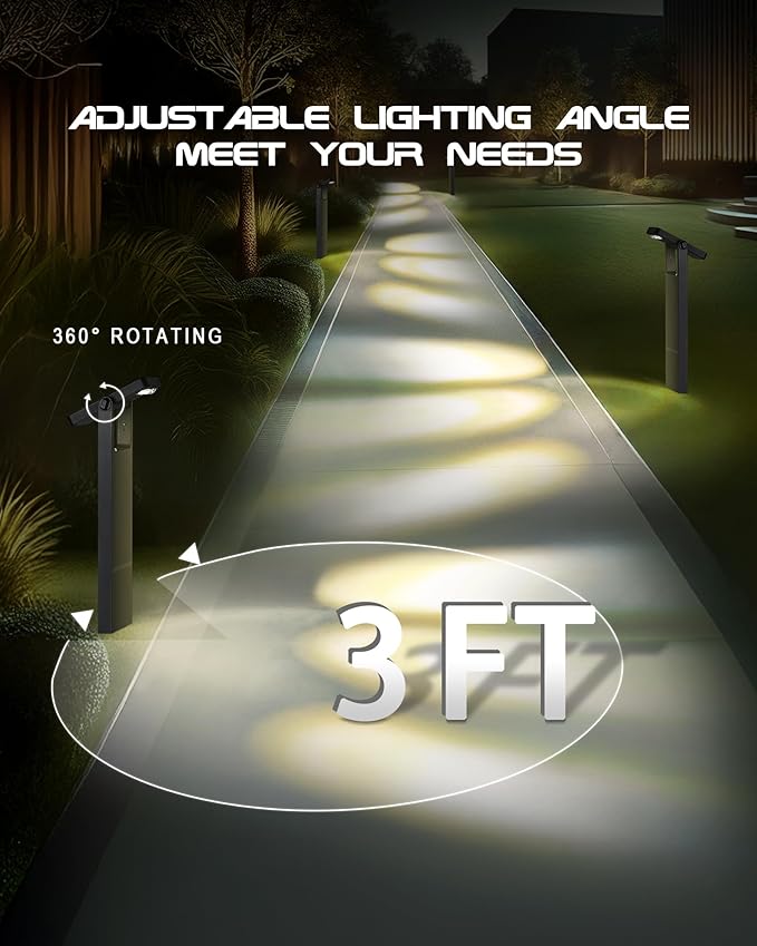 2 Pack Solar Lights Outdoor, 3 Color Temperature Solar Pathway Lights, 360 Degree Adjustable, IP65 Yard & Walkway Lighting - Ideal for Garden, Driveway Decor, YL4079-2