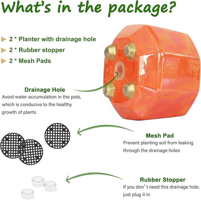 6 Inch + 4 Inch Ceramic Planter for Indoor Plants - Plant Pots with Drainage Hole - Modern Minimalist Flower Pot for Succulents and Herbs - Peach