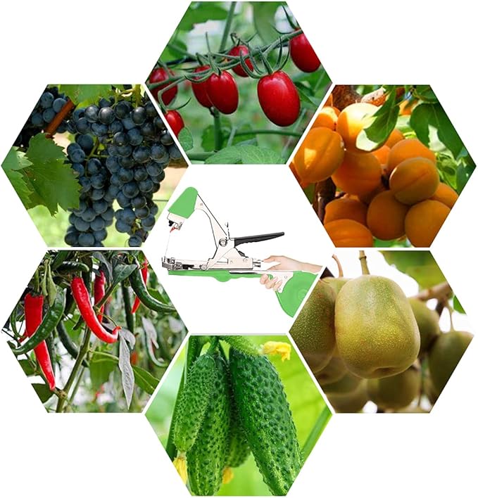 Plant Tying Machine Tomato Tape Tool with 21 Rolls of Tape and 1 Box of Staple for Garden Vegetable Grape Cucumber Pepper