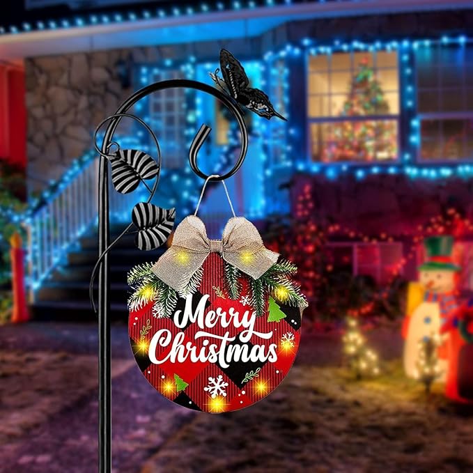 Shepherds Hooks for Outdoor Hummingbird Bird Feeder Pole Hanger 49 Inches with 5 Prongs Base Stainless Metal Adjustable Garden Hanging Holder Weddings Garden Decor Butterfly 2-Pack