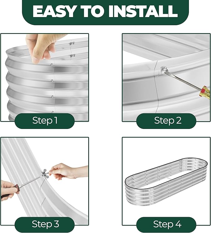 Utopia Home Galvanized Raised Garden Bed Kit 6x2x1ft, Planter Box Raised Garden Beds Outdoor, Easy Assembly Metal Raised Bed for Gardening Vegetables, Fruits, Flowers - Pack of 01 - Silver