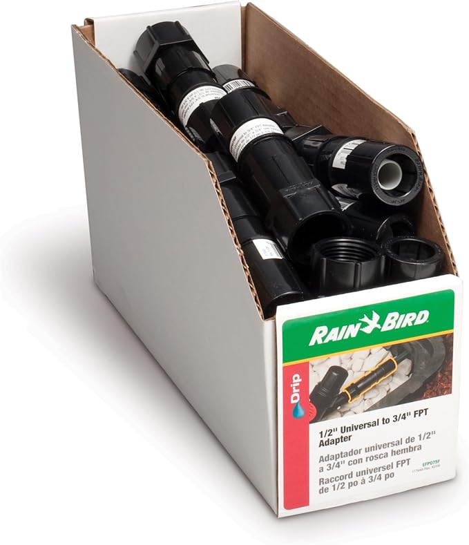 Rain Bird EFP075FS Drip Irrigation Coupling Adapter, 3/4" Female Pipe Thread x 1/2" Easy Fit Universal Fitting, Fits All 1/2" and 5/8" Tubing (Pack of 2)