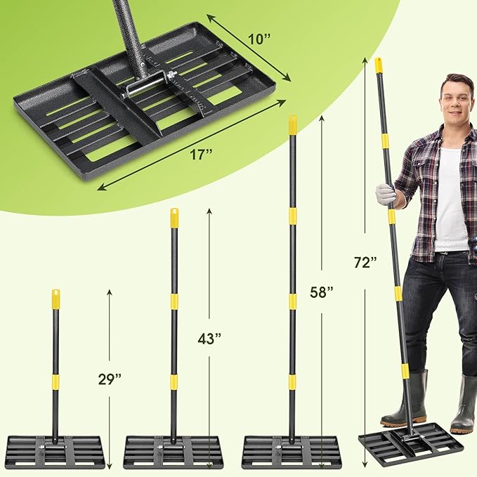 Lawn Leveling Rake,17"x10" Lawn Leveler Tool for Lawns with 6FT Ergonomic Handle,Heavy Duty Leveling Rakes for Lawns,Yard Garden Golf Course, Ease Level Soil Sand Dirt Surfaces…