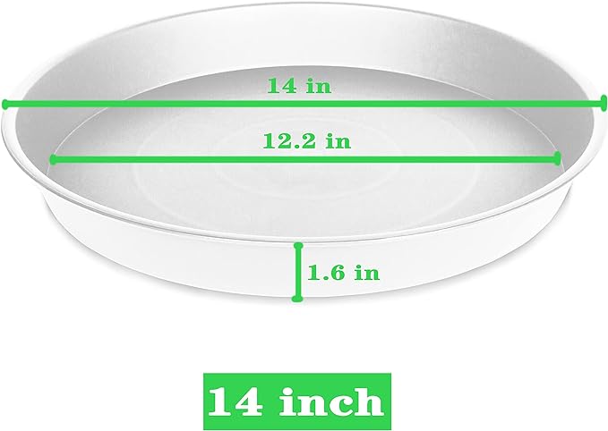 4 Pack of 14 inch Plant Saucers, Plant Saucer 14" Round, Plastic Plant Tray for Flower Pots, White Planters for Indoor Plants, Plant Trays for Planter 12-15" (14", Creamy White)