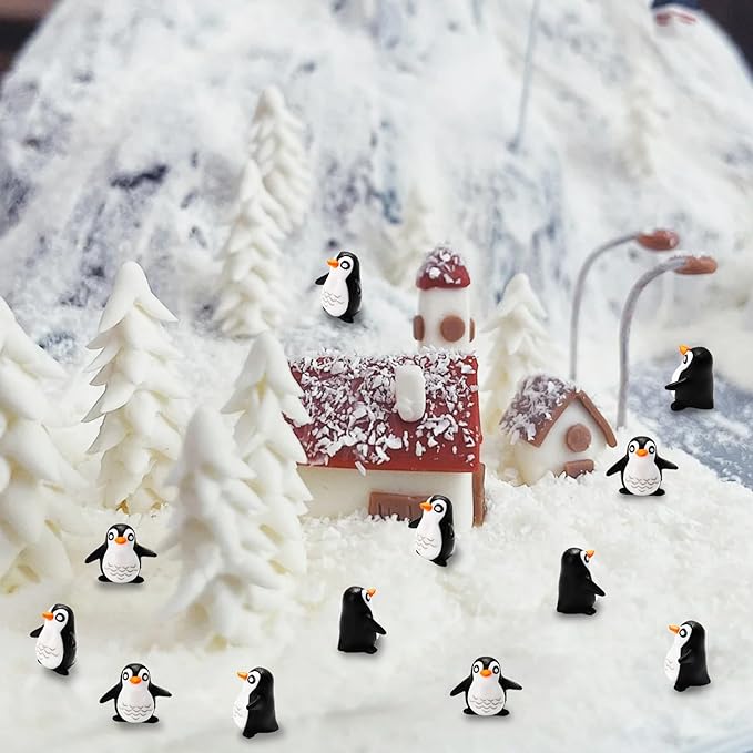 Bbiamsleep 25 Pcs Miniature Penguin Figurines Mini Penguin Figurines Resin Penguin Mini Penguin for Fairy Garden Micro Landscape Winter Christmas Decor