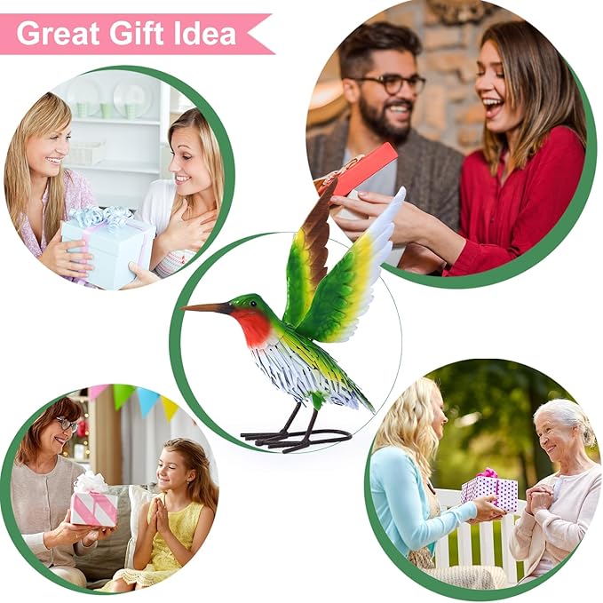 Nacome Metal Hummingbird Statues for Garden Decor: Outdoor Sculptures Clearance Lawn Ornaments for Patio Balcony Front Backyard - Unique Gifts for Grandma Mom