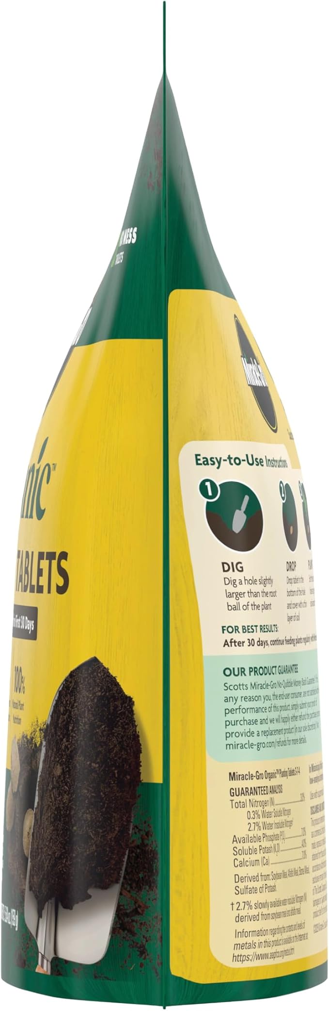 Miracle-Gro Organic Planting Tablets, for Transplants and Starter Plants, Formulated with Calcium, Jump Starts Root Growth, OMRI Listed, 20 Tablets