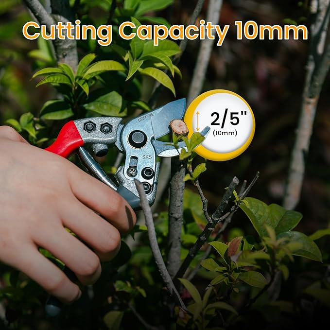 Goture Garden Shears 2Pcs, Pruning Shears for Gardening, SK5 Garden Shears Pruning, Black and Red Garden Scissors Tools