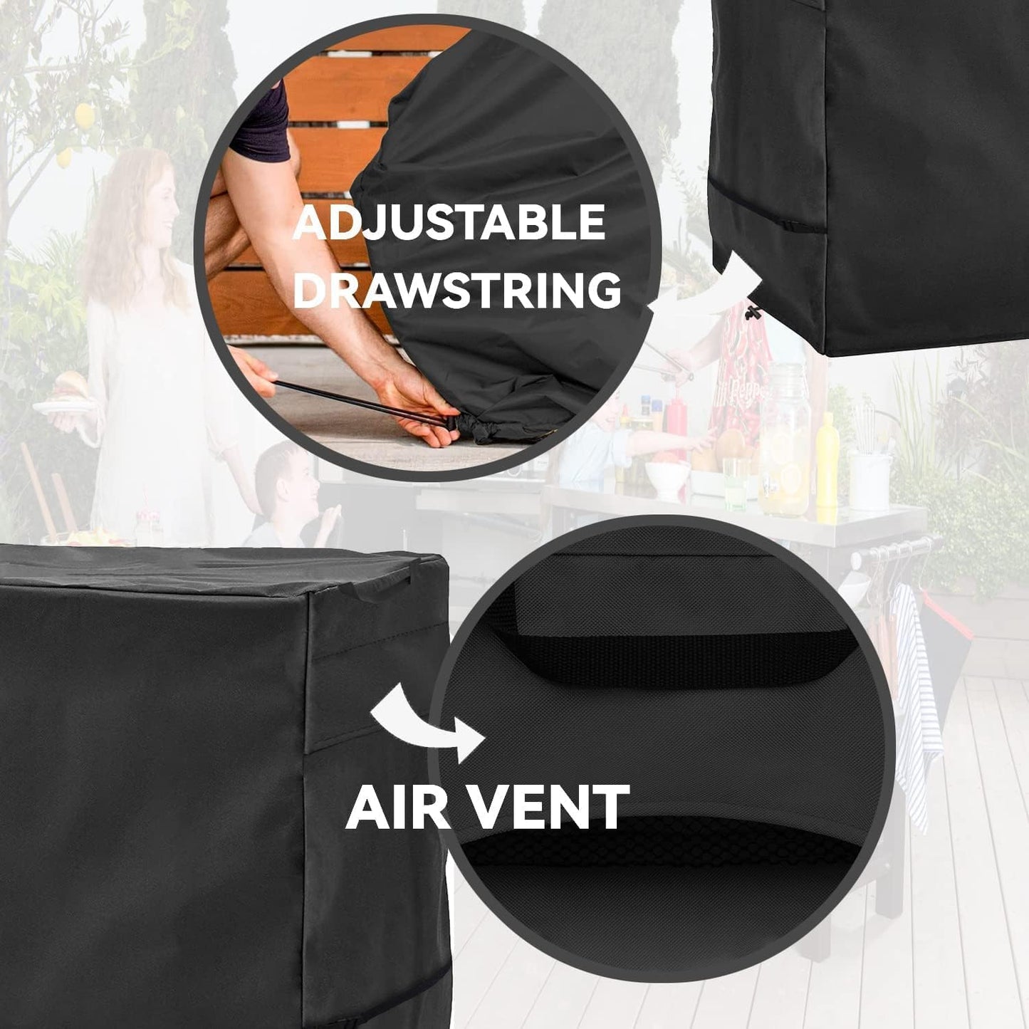 Pizza Oven Table Cover- Heavy Duty Waterproof Cover for Pizza Oven Cart Table,Compatible with 51 inch Outdoor Utility Cart and Storage Cabinet Black