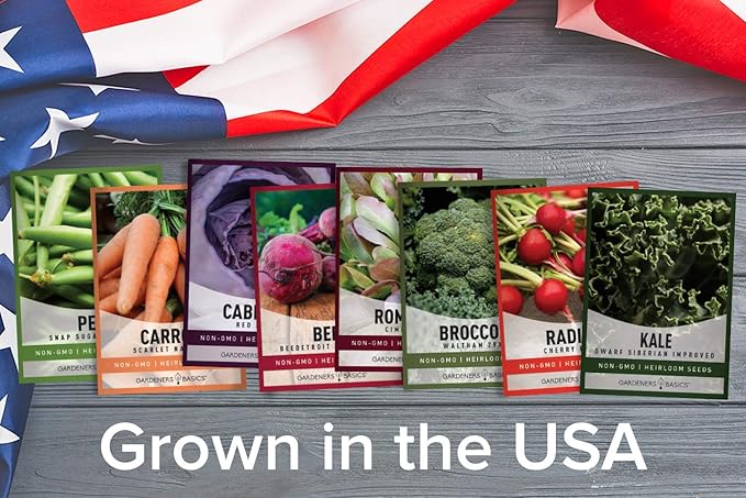 Gardeners Basics, Winter Fall Vegetable Seeds for Planting 8 Varieties Sugar Snap Pea, Carrot, Beet, Radish, Lettuce, Broccoli, Kale, Cabbage Seed Fall Vegetable Seeds Packs