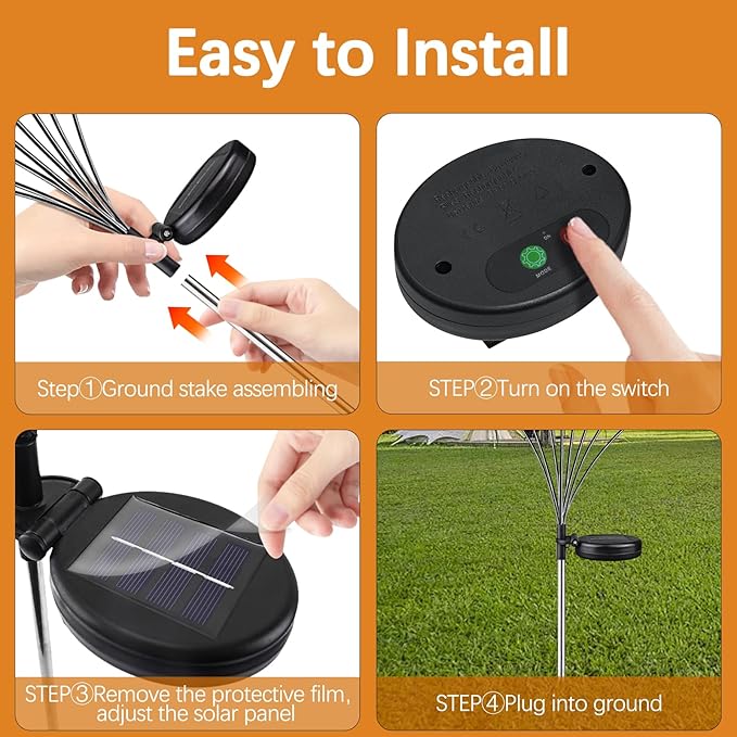 Multicolour-2Pack 16LED Firefly Multicolour Changing Lights,Garden Solar Lights Outdoor Decorative,Yard Waterproof Solar (Multicolour-2pcs)