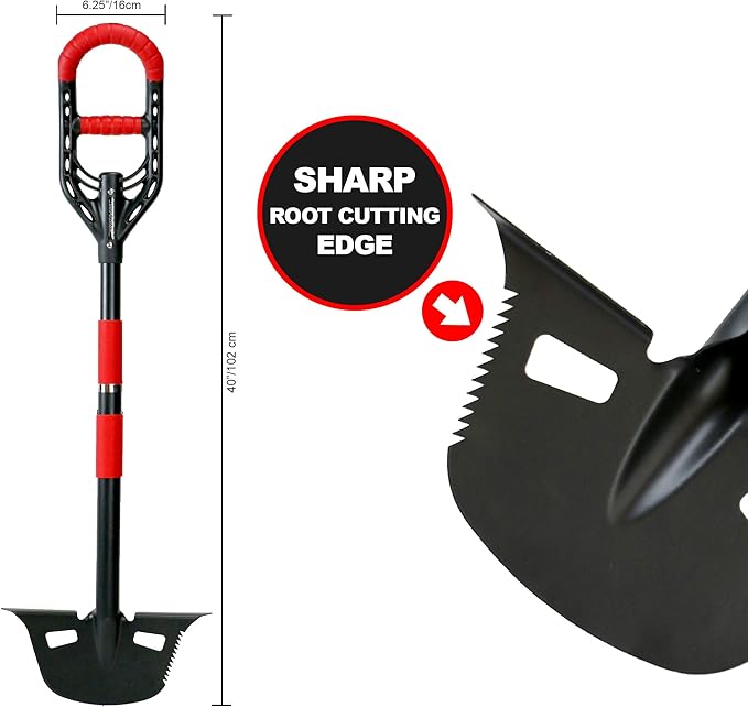 Roamwild Multi-Digger Garden Edger – Reinforced Fibreglass Light Weight Gardening Edging Tool with Edge Clearing Extra Wide Footplates & Unique Dual AIR Light Grip Technology & Root Saw Stump Cutter.
